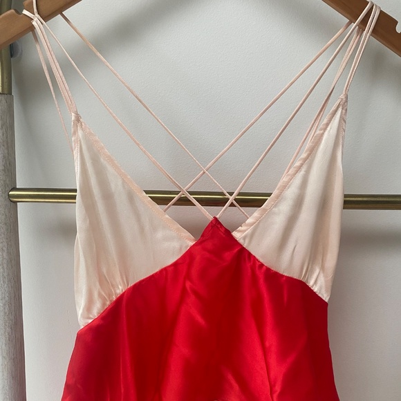Each X Other Paris Silk Asymmetrical Ruffle Red Nude Straps Dress Sz S RRP $960 - Picture 6 of 13